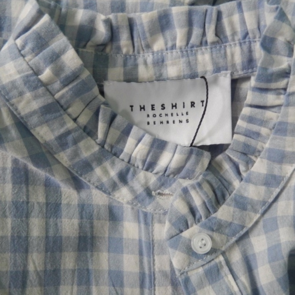The Shirt Rochelle Behrens Brigitte Blue White Gingham Mini Dress - Picture 3 of 8